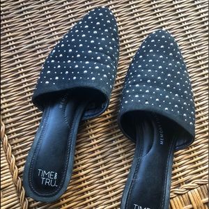 Time & Tru silver studded mules